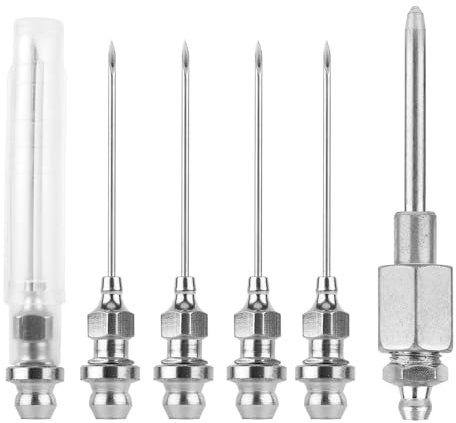 NQEUEPN Grease Needle Nozzle, Grease Injector Needle with Grease Needle Tip Dispenser Grease Fitting Tool for Grease Gun Injection, Used in Small & Confined Spaces