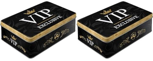 Nostalgic-Art Retro Vorratsdose Flach, 2,5 l, VIP Exclusive – Geschenk-Idee für besondere Menschen, Blech-Dose mit Deckel, Vintage Design (Packung mit 2)