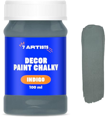 7 Artists Chalk Paint Indigo 100 ml Peinture Chalk Paint | Craie Peinture | Peinture Bois Meuble | Vintage Paint | Chalky Paint | Peinture à la Craie | Chalky Peinture | Furniture Paint