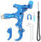 SHARROW Bogenschießen Release Aids Compound Bogen 3 oder 4 Finger Austauschbar Daumen Release Aluminium Auslösehilfen Spannhilfen mit Metall D-Loop für Jagd (Blau)