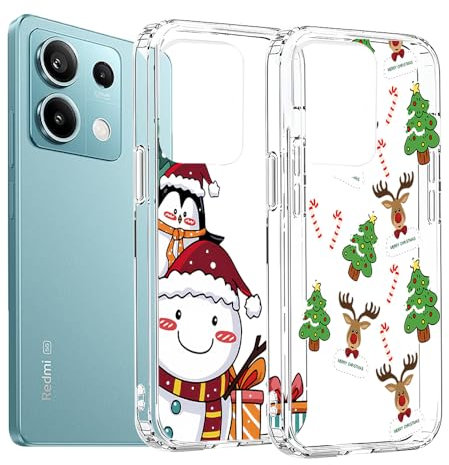 2 Stück Handyhülle kompatibel mit Xiaomi Redmi Note 13 Pro 5G/Poco X6 5G Hülle Silikon für Weihnachten, MoEvn Weiche Transparent Stoßfeste Christmas Case Kratzfeste Schutzhülle, Elch + Schneemann