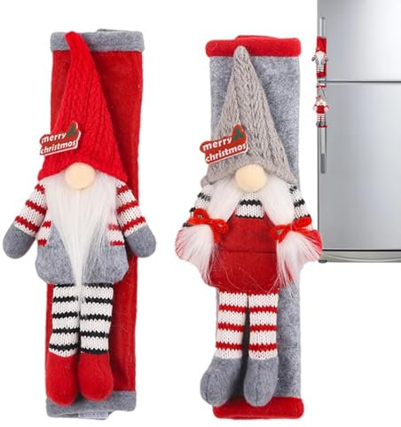Knob Covers Decorative Christmas | 2X Cute Knitted Fridge Door Handle Cover | Christmas Kitchen Knob Covers, Holiday Cabinet Knob Covers for Christmas Refrigerator Door