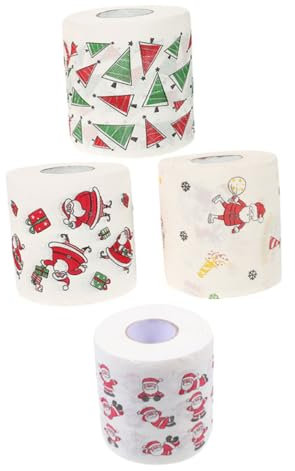 COLLBATH 4 Rollen Weihnachts Toilettenpapier Bedrucktes Toilettenpapier Für Badezimmer Dekoratives Farbige Toilettenpapierrollen