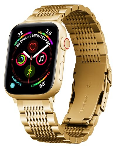BINLUN Cinturino in Acciaio Inossidabile Compatibile con Apple Watch 42 44 45 46 49mm Cinturini in Metallo Compatibile con iWatch Serie 11 10 9 8 7 6 5 4 3 2 1 SE3 SE2 Ultra3 Ultra2, Oro