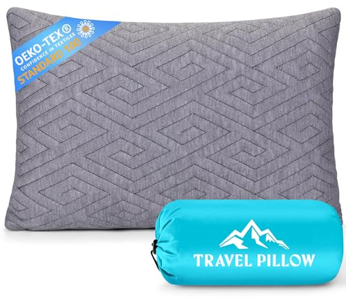 1 MIDDLE ONE Reisekissen zum Schlafen, Camping, Memory-Schaum, kleines Kissen mit atmungsaktivem Bezug für Rucksackreisen, Flugzeug, Auto (39,9 x 30,5 cm)