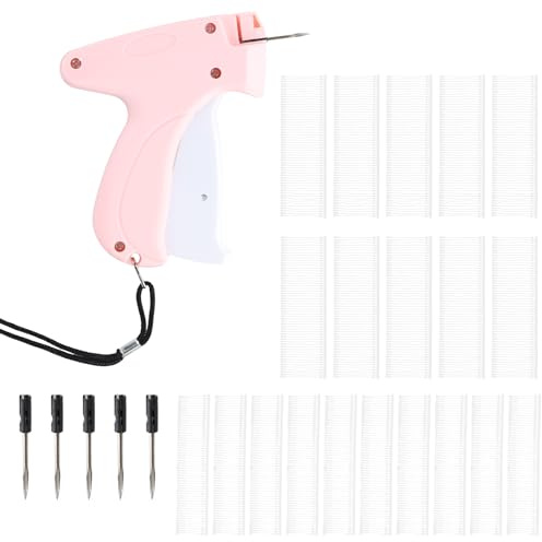 Pistola Etichettatrice per Abbigliamento – Macchina per Etichette con 5 Aghi di Ricambio + 1100 Fili– Per Etichette Prezzi, Taglie e Marchi – Attacco Rapido su Tessuti, Jeans, Cappelli (Rosa)