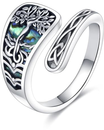 YAFEINI Albero della Vita Cucchiaio Anelli in Argento Sterling 925 Albero della Vita Anello Pollice Anello Nodo Celtico Albero della Vita Gioielli Regali per le Donne, Argento sterling, Nessuna pietra