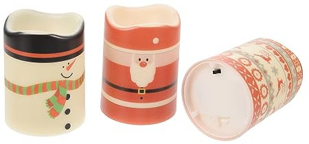OSALADI 3Stücke LED Flammenlose Mit Weihnachtsmuster Elektronische Dekoration Für Innenräume Tischdeko Für Weihnachten Ohne Batterien Festliche