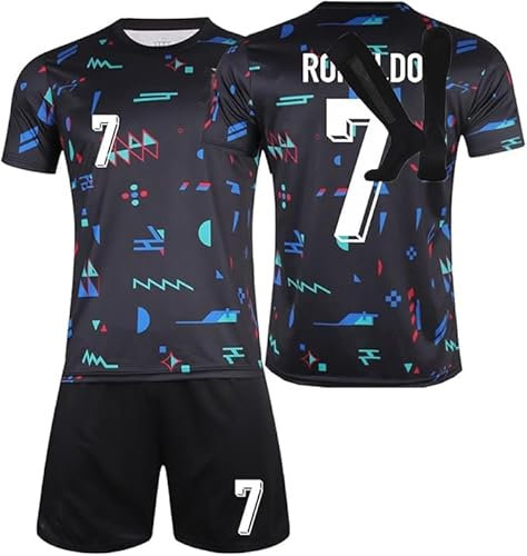 Maillot de Foot et Ensemble 3 Pièces Enfant Adultes, Tenue Football, Vêtement Sport Homme Garçon avec Tshirt, Shorts et Chaussette Set