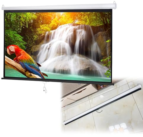 60/72 Zoll Rollo-Leinwand 1.2Gain, Beamer Leinwand Manueller Tragbar, Roll-Down Einziehbarer Manueller Projektionsschirm Mit Automatischer Verriegelung, Für Indoor Sitzungen Outdoor Party(60inch 16:9)