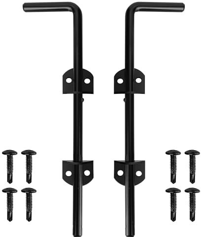 Axincardarm 12 Inch Cane Gate Drop Bolt Rod Kit Heavy Duty Black 2 Pack | Iron Gate Drop Bolts, for Doors Wood Gates Fences