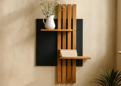 Living Oak Wandregal Eiche NO.05, 2 Regalböden, Massivholz Leistenregal, Wandmontage, für Wohnzimmer & Küche, 120 x 46 cm - Made in Germany