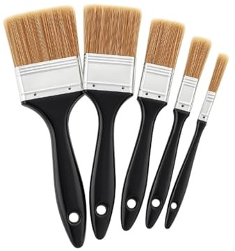 Set 5 Brochas de Pintura Profesional con Mango Negro (13-60mm) | Pinceles Multiusos para Esmaltes, Barnices y Acrílicos | Ideal Bricolaje, Lacado y Imprimación