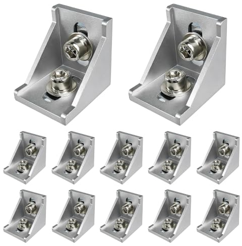 Aluprofil Winkelverbinder 40x40, 12 Stück 90 Grad Aluminium Eckverbinder | Stabile Eckwinkel für Montage- und Strebenprofile | Ideal für Werkbankkonstruktionen, CNC-Anwendungen und DIY-Projekte