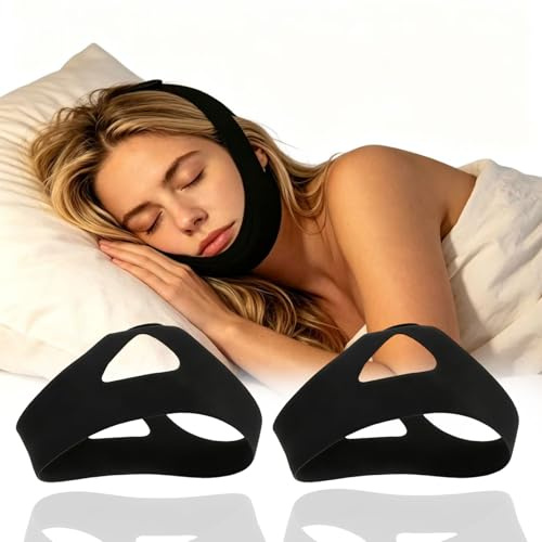 2 pcs Correa Antironquidos Ajustable Universal para Barbilla, Dispositivo para Reducir Ronquidos y Boca Seca, Ayuda para Dormir Apacible, Compatible con Máscaras de Sueño