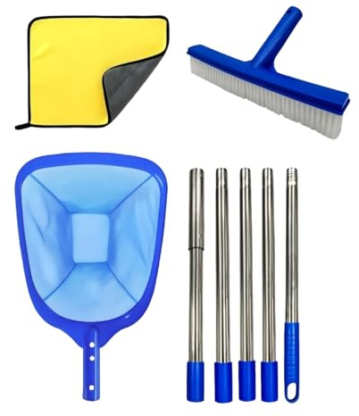 Skimmer de piscine | Brosse de nettoyage à mailles fines | Kit de nettoyage pour skimmer de piscine | Pour piscines enterrées et hors sol, jardin, terrasse, parc, étang, spa – Pour enlever la saleté
