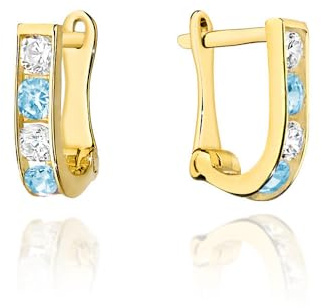 MARKO Goldene Ohrringe 585 Damen – Creolen mit Zirkonia, Echtgold 14K, 9 mm, englischer Verschluss, Ohrstecker klein, elegant & leicht – Schmuck für Frauen & Mädchen
