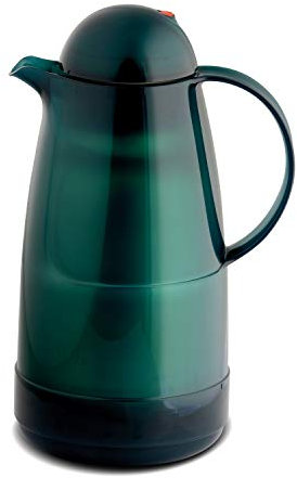 ROTPUNKT Isolierkanne 215 Christine 1,5 l | Zweifunktions-Drehverschluss | BPA Frei- gesundes Trinken | Made in Germany | Warm + Kalthaltung | Glaseinsatz (Glossy Jungle)