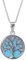 Kiara Jewellery - Pendentif arbre de vie en argent sterling 925 plaqué rhodium sur un disque créée en laboratoire d'opale bleue - Avec chaîne italienne 46 cm argent