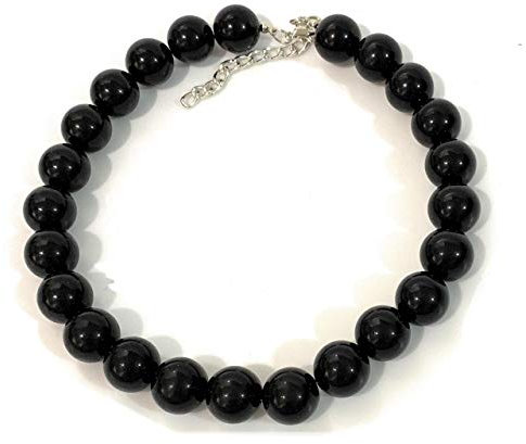Caprilite 18mm Large Big Giant Faux Pearl Bead Statement Necklace Choker Vintage - Black