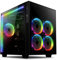 anidees AI Crystal Cube AR V3 EATX/ATX PC Gaming Gehäuse mit Zwei Kammern aus gehärtetem Glas mit 5 RGB PWM Lüftern / 2 LED Streifen - Schwarz AI-CL-Cube-AR3