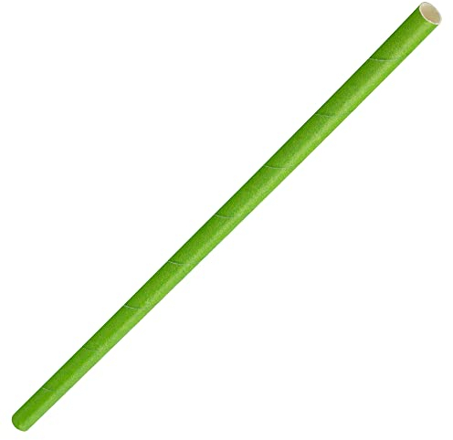 Solid Paper Straws Green 8inch-Pack of 250