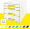 Leitz CUBE Schubladenbox mit 4 Schubladen, Weiß/Gelb, A4, Inkl. transparentem Schubladeneinsatz, WOW, 52132016