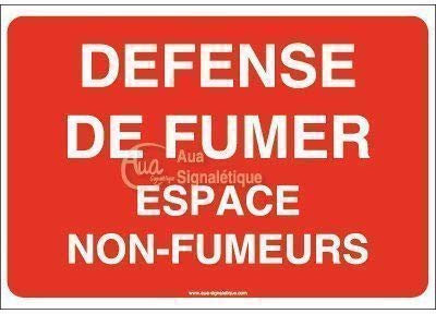 AUA SIGNALETIQUE - Panneau Défense de Fumer Espace Non Fumeurs-AP - 150x105 mm, Vinyl adhésif