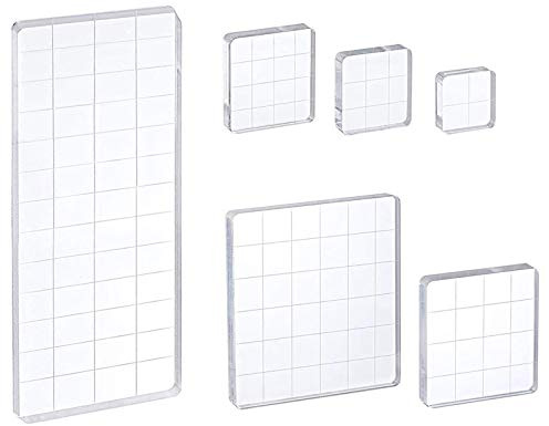 6 Stück Acryl Stempelblock, Acryl Klar Stempel Blöcke mit Gitter, für Scrapbook Bastelproduktion, DIY Design Dekoration
