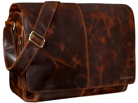 STILORD 'Alex' Vintage Ledertasche Männer Frauen Businesstasche zum Umhängen 15,6 Zoll Laptoptasche Aktentasche Unitasche Umhängetasche Leder, Farbe:bordeaux - braun