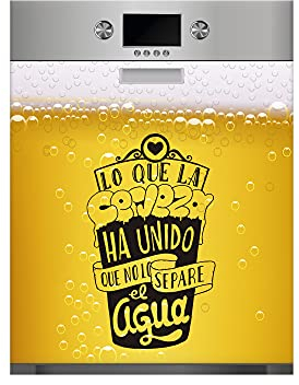 OEDIM Amor por la Cerveza, Vinilo Decorativo, decoración para cocinas, Pegatina lavavajillas, Amarillo, 65x75cm