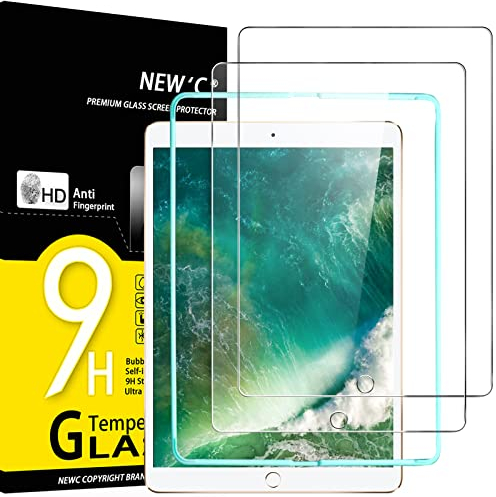 NEW'C 2 Stück, Schutzfolie für iPad Air 3 10,5 Zoll (2019), iPad Pro 10,5 Zoll (2017) und ein Ausrichtungswerkzeug, Panzer Schutz Glas Folie,9H Härte,HD Displayschutzfolie, 0.33mm Ultra-klar
