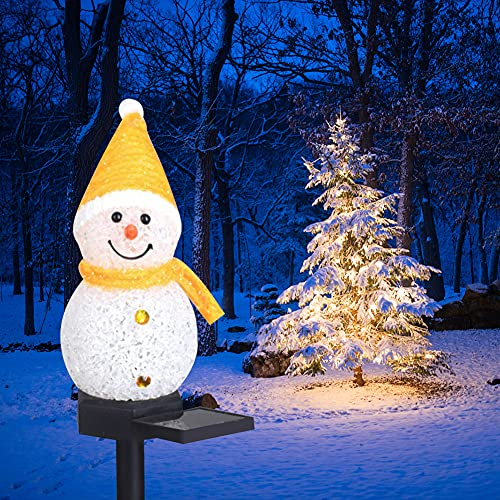 LED Solarleuchten Schneemann Figur Solar Gartenstecker Weihnachten Beleuchtet, Weihnachten Schneemann Figur Garten Solarlampen Beleuchtung Weihnachtsdeko Lampe für Außen Outdoor Rasen Terrassen Deko