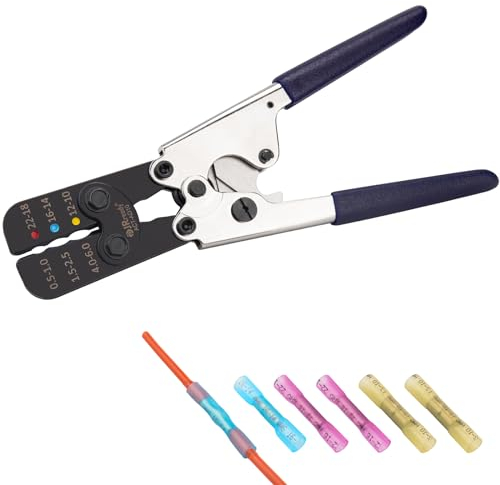 JRready ACT-AD10 Wire Crimping Tool for Heat Shrink Connectors AWG 22-10 - Ratchet Wire Terminal Crimper - Available For Heat Shrink Butt Connectors and Ring Fork Spade Splices