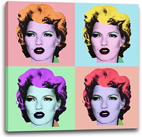 Printistico Leinwandbild Pop-Art Kate Moss Meats Marilyn Monroe - Banksy Inspiriert von Andy Warhol, Street-Art - Moderner Kunstdruck Canvas