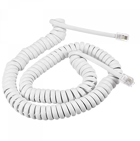 sourcing map Telephone Handgerät Kabel 4P4C 22.97Ft Spiralkabel für Festnetztelefone Weiß