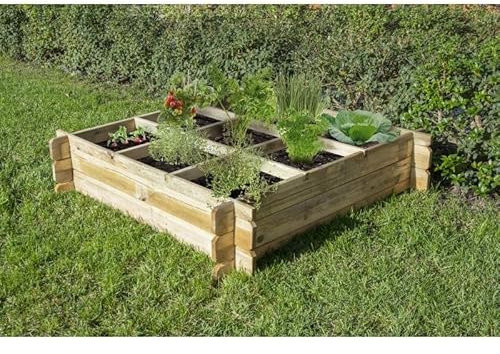 L'Héritier Du Temps Carré Potager à Poser Bac de Plantation 9 Emplacements Jardinière en Bois Autoclave III 25x120x120cm