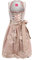 ELFIN Damen Midi Dirndl Elegante Trachtenkleid für Oktoberfest inkl. Spitzen Dirndlschürze, Champagner Rosa, 46