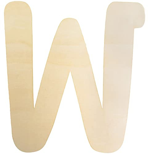 Large Wooden Letters 12 Inch W, Unfinished Capital Letter for DIY Crafts | Smooth 30cm wood, 5mm thick blank both sides, easy painting and nursery wall hanging decor, kids room door name signs