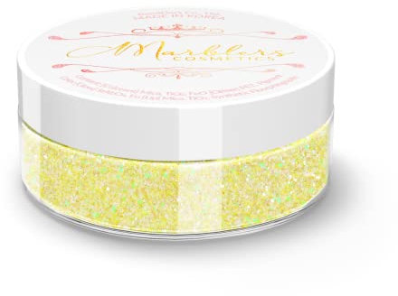 MARBLERS Cosmetic Grade Fine Holographic Glitter [Unicorn Yellow] 0.18oz (5g) | Non-Toxic | Vegan | Cruelty-Free | Eyeshadow, Nail Polish, Nail Art | Festival, Rave & Party Makeup | Body & Face