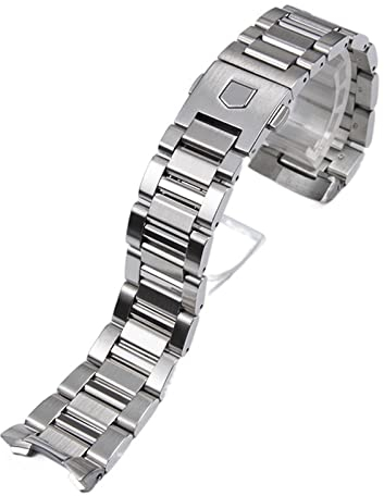 AEMALL 24 mm Metall-Uhrenarmband für Tag Heuer Calera Serie Uhrenzubehör Band Stahl Silber Massives Edelstahl 22 mm Armbänder (Farbe: 24 mm)