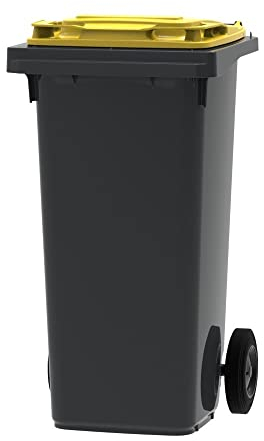 ESE Poubelle Conteneur à déchets 120L + Couvercle jaune
