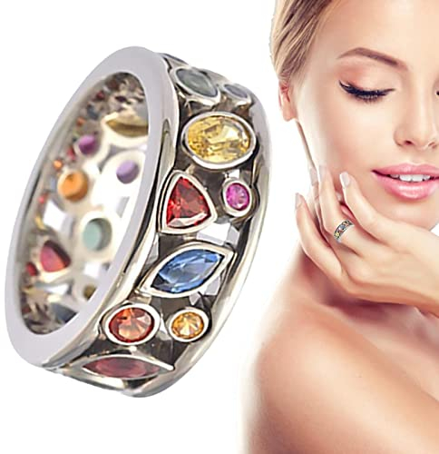 Ailopta Enéas Stil Kristall-Quarz Ring, Crystal-Quartz Ring, Crystal Ring, Enéas Kristall-Quarz Ring, Thermogenic Moissanite Spinner Ring Für Damen Herren