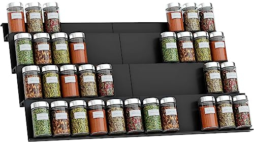 NCKIHRKK Gewürzregal Schublade, 8er-Set Gewürz Organizer Schublade von 30,4cm bis 60,8cm Ausziehbar, Gewürzeinsatz Schublade für Küche Schrank, 4 Etagen, Ohne Gewürzglas