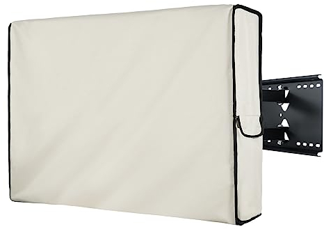Porch Shield 66-70 Zoll Outdoor TV Abdeckung Universal Wetterfest Schutz für LCD LED Plasma Flachbildschirm Kompatibel mit Wandhalterungen und Ständer Beige