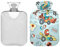 Cartoon Racing Cars Hot Water Bottle with Cover, Hot Pack for Neck and Shoulder Pain Relief, Bed Warmer 1L