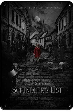 KOURT Schindlers List Filmposter Retro Poster Metall Blechschild Chic Art Retro Eisen Malerei Bar Menschen Höhle Cafe Familie Garage Poster Wanddekoration 20 x 30 cm