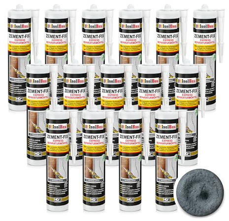 Isolbau Zement-Fix 15 x 300 ml Dunkelgrau Express Reperaturmörtel - Dichtungsmasse für Fugen & Risse im Innen- & Außenbereich, Kartusche