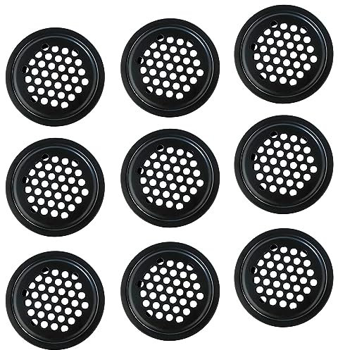 Qrity 10 PCS Stainless Steel Air Vent 29mm, Circular Mesh, Black Circular Ventilation Grille, Grating Cover, Air Vent Grille Cover Ventilation of Cabinet, Wardrobe, Bookshelf, Shoe Cupboard
