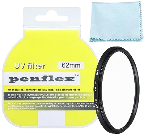 PATIKIL 62mm Filtre, 1 pcs Protection Filtre Slim UV-Protection Caméra Objectif Filtre Aluminium Optique Caméra Accessoire Cristal Clair Photos pour 62mm Appareil Photo Objectif
